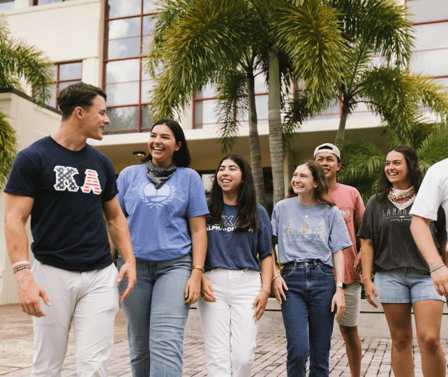 campus students walking on quad